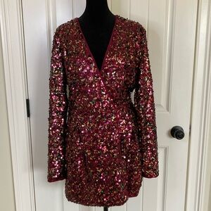 Sequin Wrap Dress in Multicolor by [Brand]